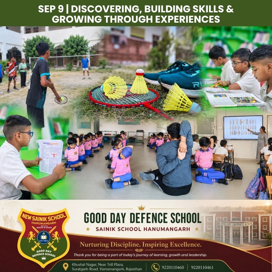 gooddaydefences's tweet photo. Learn. Play. Grow. Shine. 

From classrooms to sports and yoga, every experience builds confidence, discipline &amp; curiosity. 

 Good Day Defence School New Sainik School
 9220110460 | 9220110461

#GoodDayDefenceSchool #NewSainikSchool #StudentLife #HolisticEducation #hanumangarh https://t.co/kgOW3tCOCV