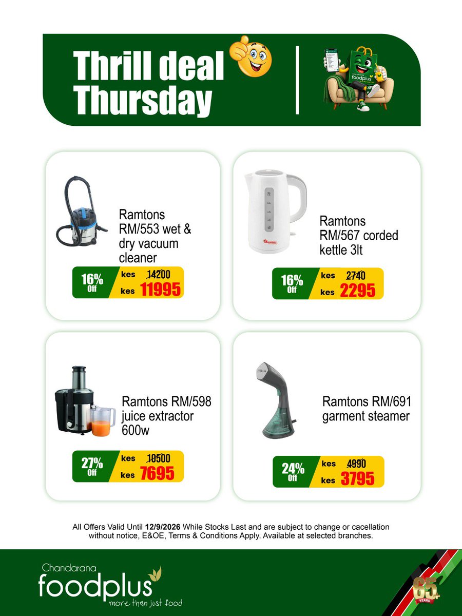 ChandaranaSuper's tweet photo. Give your wallet a promotion today! 📈 Grab today's fresh Thursday daily offers instore or online at Chandarana Foodplus. Beat the midday crowds and lock in an absolute budgeting victory early! 💸🏃♂️ #ChandaranaFoodplus #ThursdaySavings #BudgetHack #MorningShopping #DailyOffers https://t.co/8KSYgn6KwR