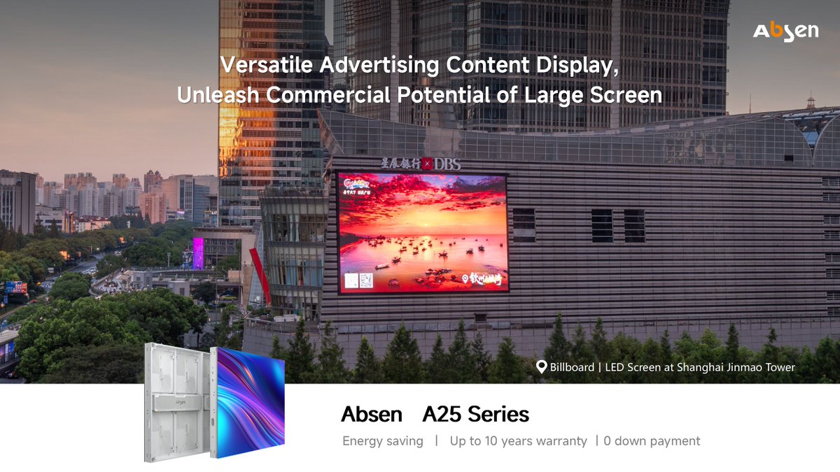 LEDAbsen's tweet photo. Absen's A25 Series outdoor LED display is now installed at Shanghai Jin Mao Tower, right in the heart of Lujiazui.

#Absen #A25 #LowCarbonLEDDisplay #NakedEye3DLED #LandmarkAdvertising #DOOH https://t.co/RHONBMdOtK