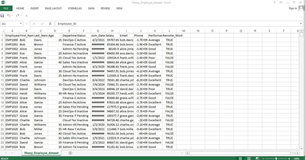 GabFunmilola's tweet photo. Day 10/90 📊

Downloaded 2 messy Kaggle datasets because I love a challenge! 😂

Today’s focus: AutoFit — revealing hidden content and making data cleaner and easier to read.

One step at a time. 🚀

#90DaysOfLearning #DataAnalysis #Excel #LearningInPublic https://t.co/uMYNEnGQU7