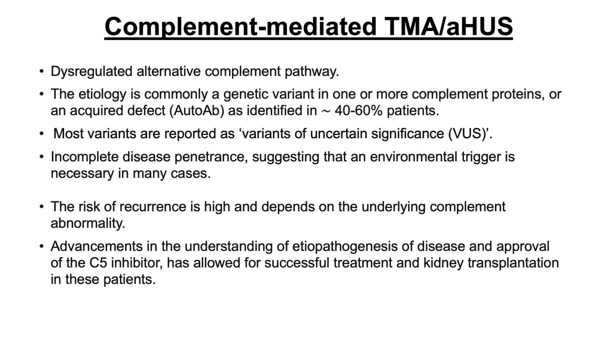 ISNeducation's tweet photo. 13/n #ECNeph @ISNkidneycare @Dilushiwijay @myadla @anuja_java
Whats complement mediated TMA (CM-TMA)
Importance of and interpretation of genetics !
Changes in Management strategy
Not "one size fits all" https://t.co/vtolwxSLkd