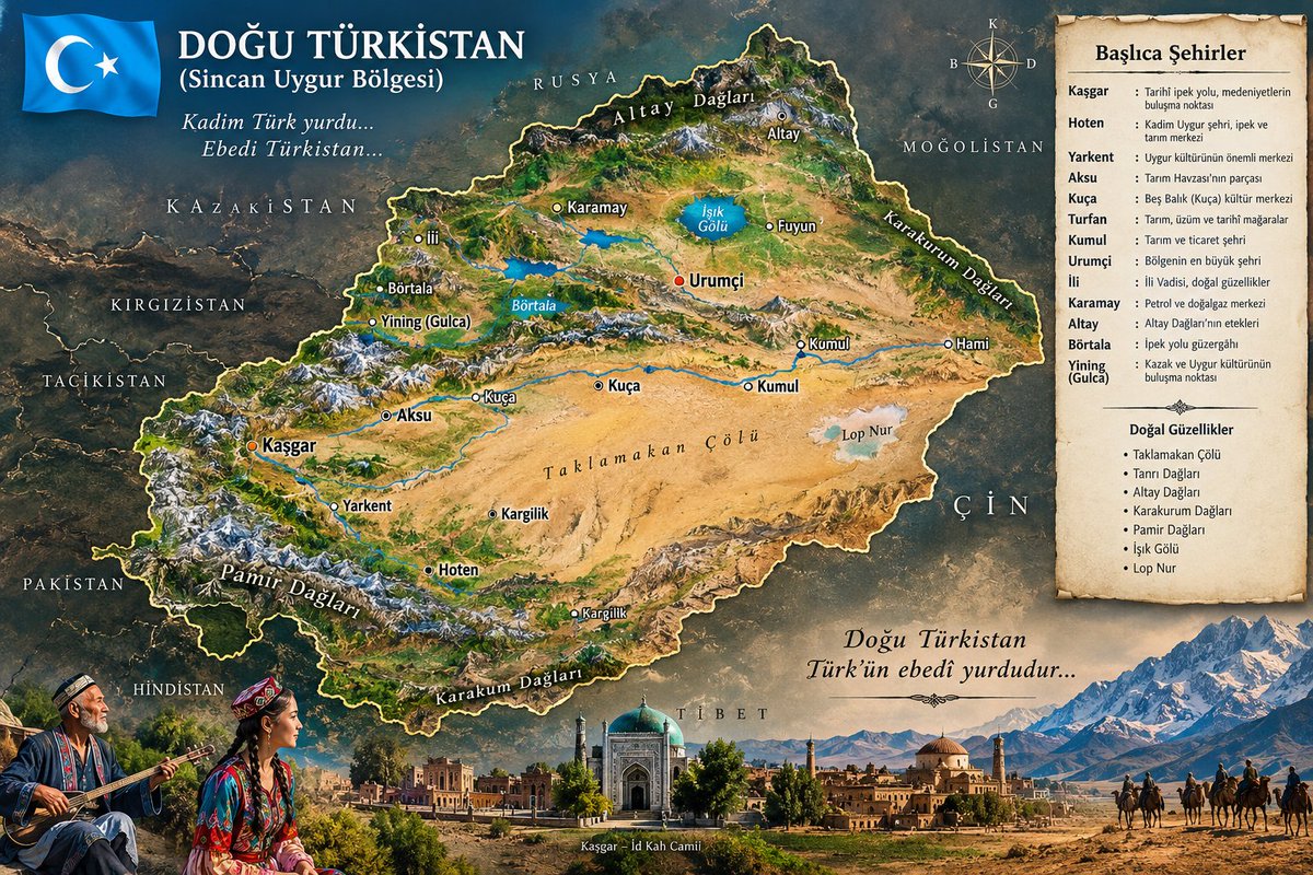 s_avsaroglu's tweet photo. Bu haritaya iyi bakınız dostlar. Şimdi Çin işgali altında ve Çin ilk defa 1755 yılında geldi buraya. İşgal o tarihten itibaren başladı. 
Bu topraklar Türk Yurdudur. Uygur Türklerinin yurdu. Uzunca makalem var ama burası geniş yazıya izin vermiyor.
Not: Bu bilgiyi yayalım lutfen. https://t.co/JmAsEAtvuc