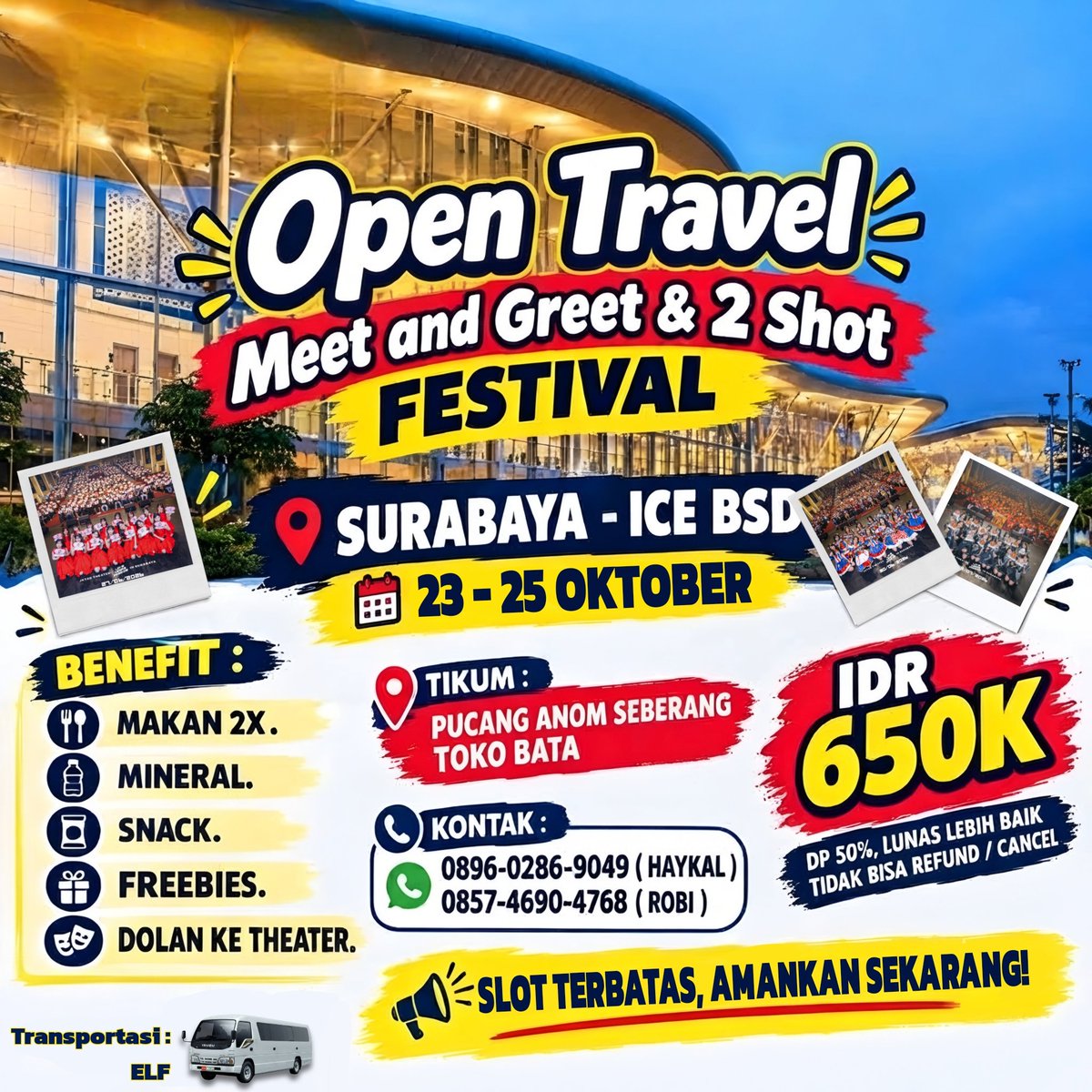 fadilkarimmm's tweet photo. MAU KE MEET &amp; GREET + 2-SHOT JKT48 TAPI BINGUNG TRANSPORTASI DARI SURABAYA?...
Tenang, LASKAR JKT48 GARIS KERAS X 48 JOMBANG X 48 FANSCLUB siap nemenin perjalananmu! 🚌💨

SLOT TERBATAS! sekarang waktunya amankan seat kamu! 🔥

#JKT48  #JKT48MeetAndGreet  #ICEBSD #Surabaya https://t.co/OpdbWImjTr