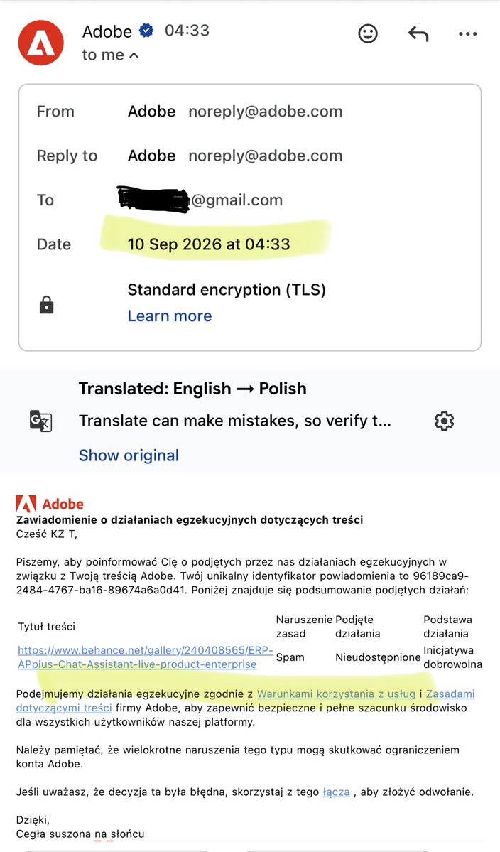BigHatPoland's tweet photo. Twice a week, like clockwork, my portfolio gets flagged as spam by @Behance @AdobeCare.
The crime? Designing "Elly" — a real, live AI Chat Assistant for an ERP system. For an automated classifier, having "AI" and "Chat" in the title is a full body of evidence. 🤡 https://t.co/UN53mwb7u7