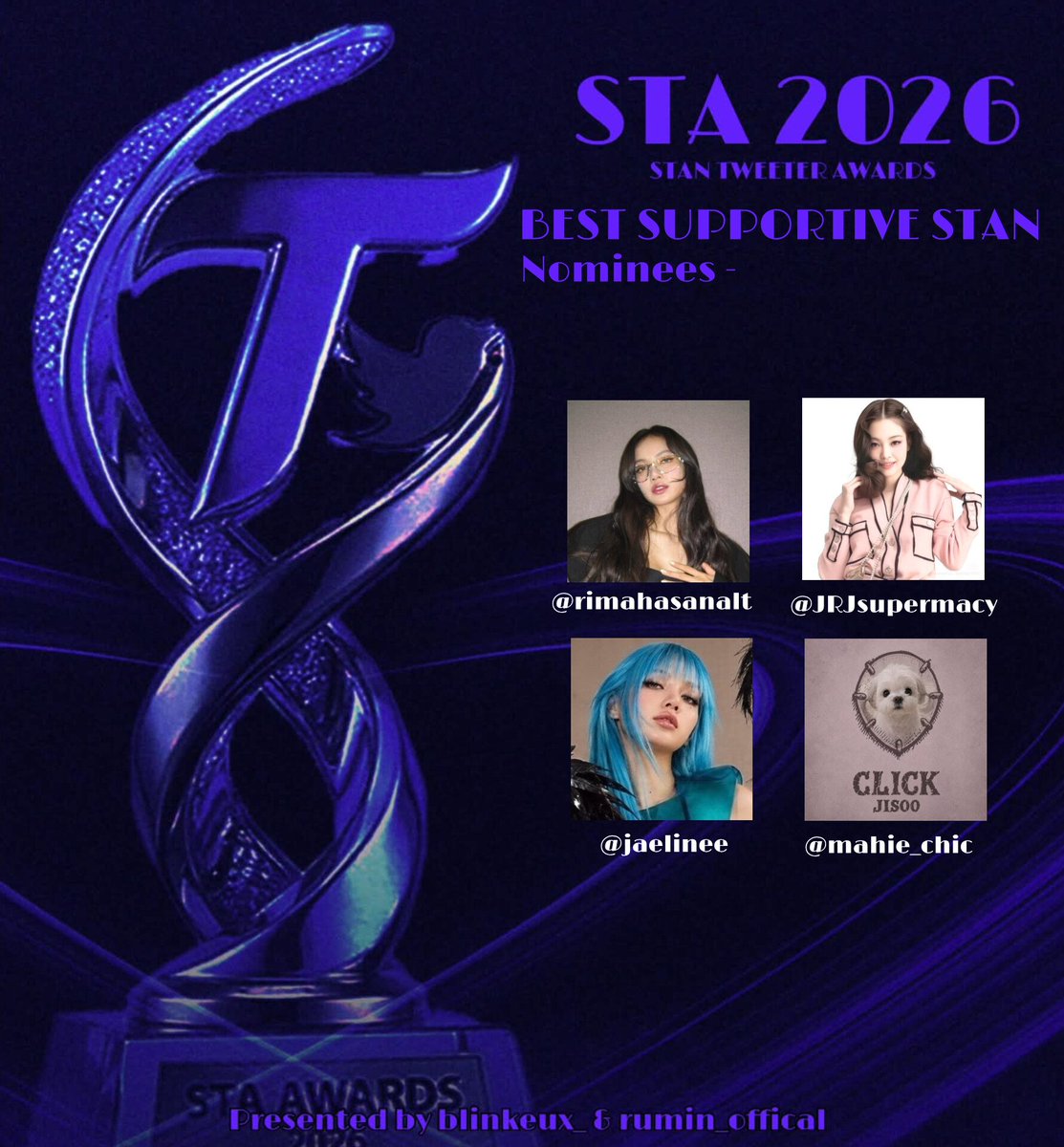 blinkeux_'s tweet photo. @rumin_official @rckwjen @lisademanoban @truestoryarix @_tayselpink @nouralldin11 @pinknoir_4 @jennieloopingon @jennieslana @flocallings @brighterdaysrem @anymphblink @UnbotheredJISOO @Pinkvverse @warseawana @SanchiPandeyJEN @whoisQeu @wokepinks @PetalinPavement @bilang2601 @theweco_ @Blink4everyoung @luvyvesaints @jnkjnkjnkgoth @KINGTHEREALFIII @loveBoysick @blinkbro_4_ever @LikeKiki18932 @SaintSlayrtz @jiminieoppj @diva4bp @lipeeblink @rayzeder @vroomisblink @blinkshyt @2KANISHK2 @yadomishere #STAs 2026 'BEST SUPPORTIVE STAN' Nominees -
@rimahasanalt @JRJsupermacy
@jaeylinee @mahie_chic https://t.co/iWLy9kMzdS