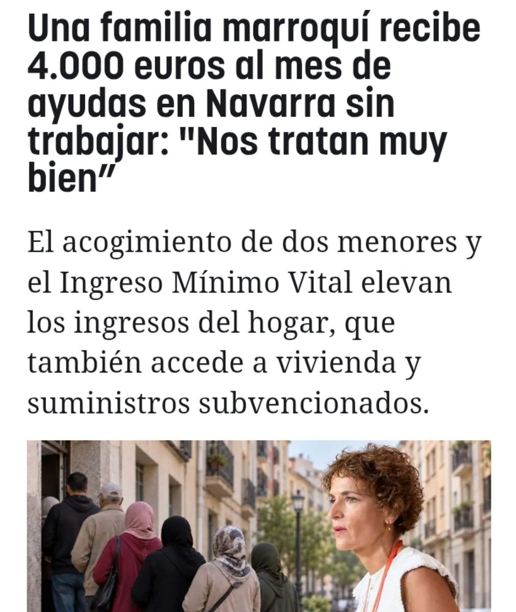 Robustiano21's tweet photo. ¡¡¡Esto es lo que hay que cortar inmediatamente!!!

No se puede consentir que un invasores cobre más dinero (y sin cotizar), que un español que lleva toda la vida cotizando y rompiéndose los cuernos a trabajar.
¡Basta ya de buenismo! https://t.co/G60v2KrmTf