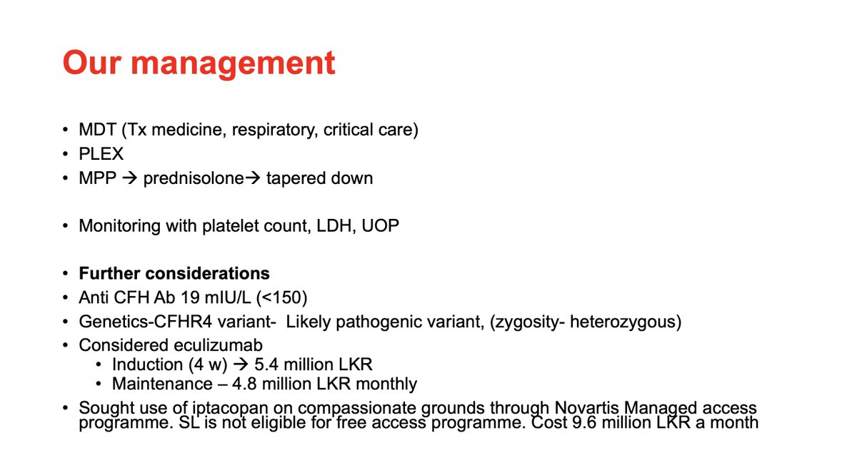 ISNeducation's tweet photo. 19/n #ECNeph @ISNkidneycare @anuja_java @Dilushiwijay @myadla
Our Pt had renal limited TMA , persistence of TMA
Lets check what continued with investigations and Rx
IVMP +
PLEX :17 cycles
CFHR4 variant (pathogenic)
Given Eculizumab
Contd dialysis dependent https://t.co/256aLB3A9g