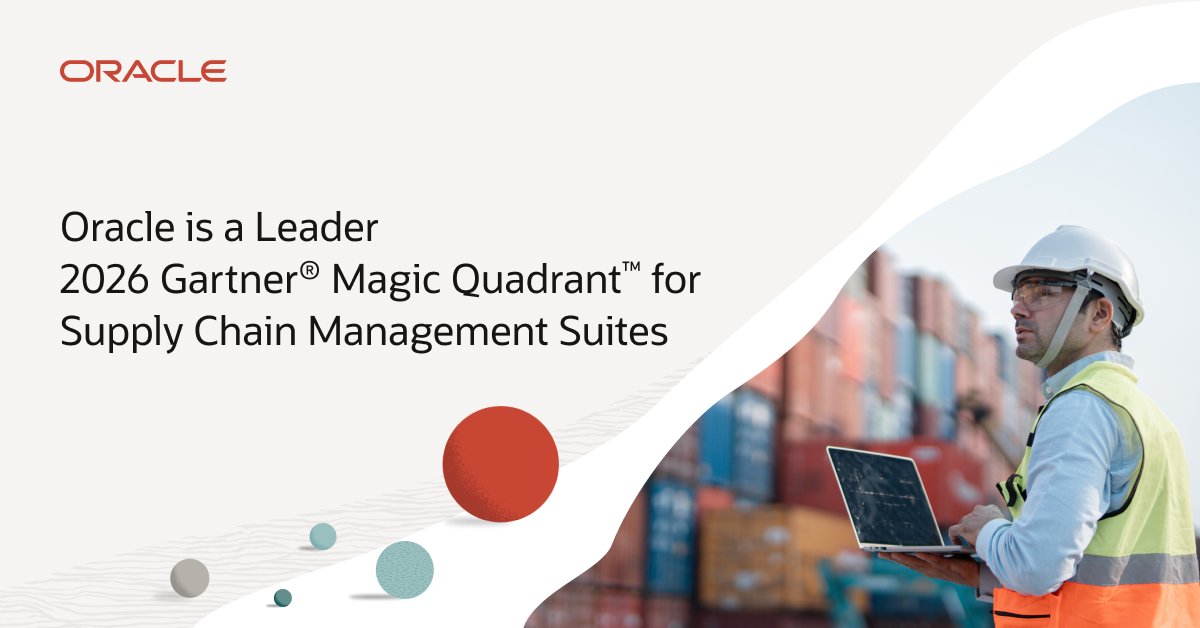 tarunb_us's tweet photo. With powerful AI automations and agentic applications, Oracle Fusion Cloud SCM can help your business improve resilience, increase supply chain visibility, and optimize operations. Learn why Oracle is recognized as a Leader: https://t.co/8k8NHxgvZf
#Oracle #OracleAI https://t.co/OdMOgGAr65
