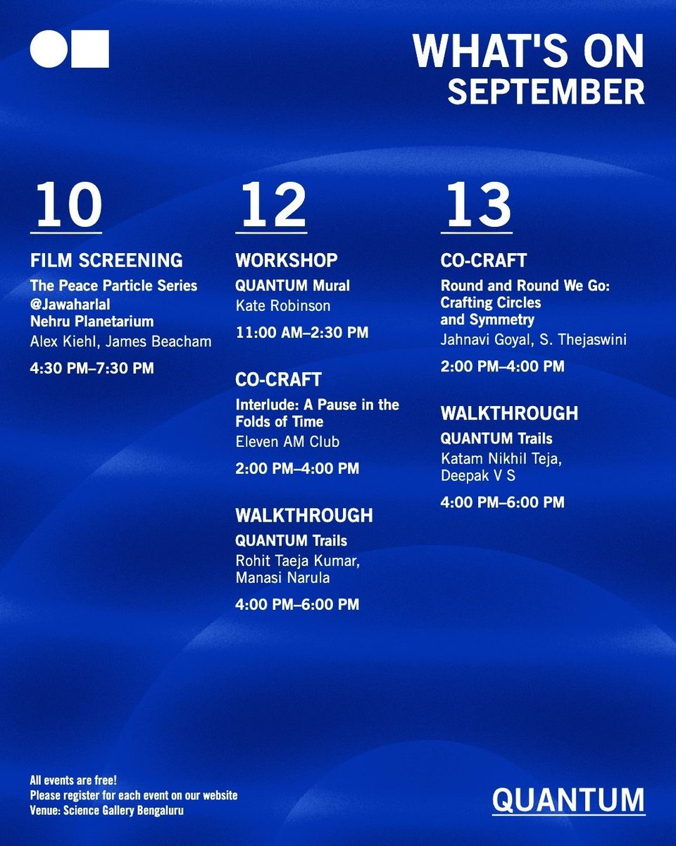 SciGalleryBlr's tweet photo. What’s On ThisWeekend@SGB | From workshops to community crafting sessions, here’s what’s on at the Gallery this weekend!

Details and registrations for all programmes are available in the Programmes link in our bio or at the URL https://t.co/F1ud9dQ2xT

@JahnaviPhalkey https://t.co/Yg1J6r9GFb