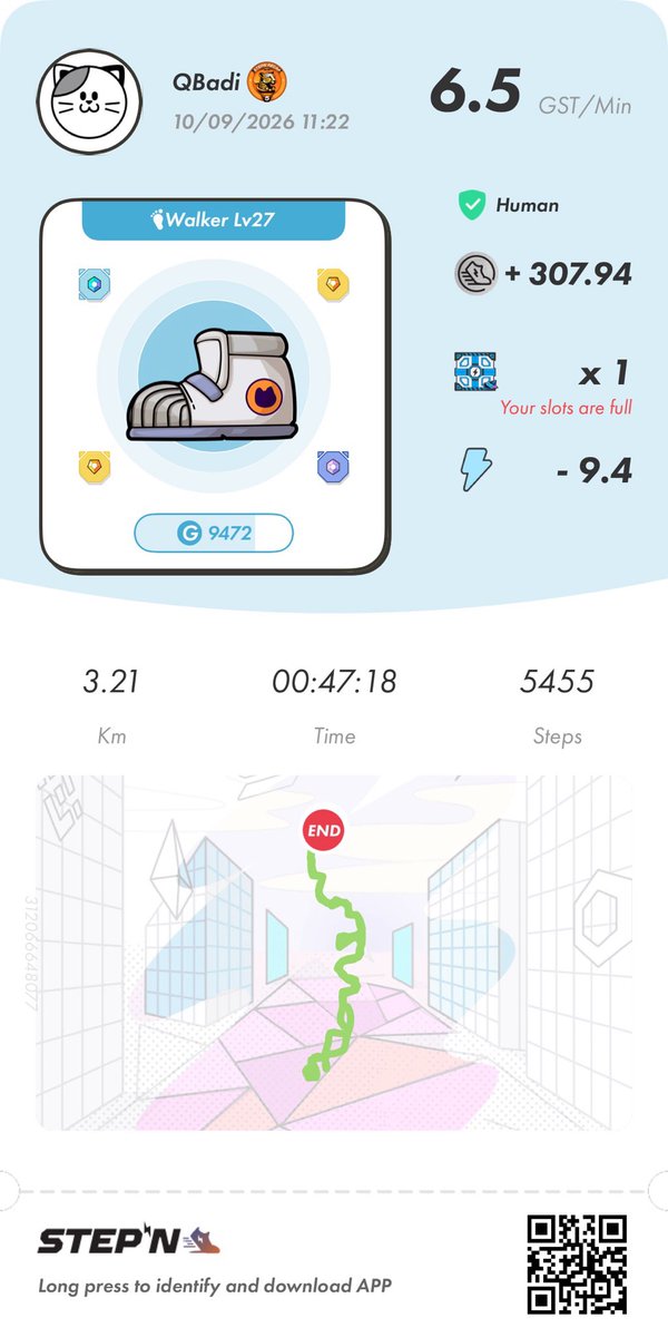 BadiChiang's tweet photo. 🏅#STEPNEMBER5 🎖️

🤾🏻‍♂️Week 2: Energy 🤺

STEPN GO 🏃🏼‍♀️‍➡️～

Day 4: Task Completed✅ 

The autumn sunshine ☀️ is so warm and comfortable 🍁😇🍁 It's time to go out for a jog 🏃, soak up the sun, and exercise!go go go⚡️

#Stepn
#Stepngo https://t.co/JzA40ESHDX