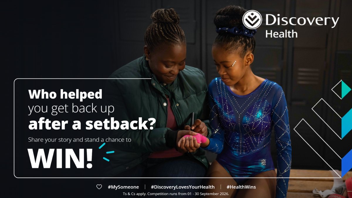 Discovery_SA's tweet photo. Who helped you get back up after a setback?

Tell us about your 'My Someone' and stand a chance to WIN a R5,000 Takealot voucher. 

We all need someone to help us be healthier. DiscoveryLovesYourHealth HealthWins MySomeone https://t.co/hR5nL8O201