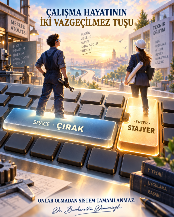 bdemircioglu's tweet photo. ÇALIŞMA HAYATININ İKİ VAZGEÇİLMEZ TUŞU: 
ÇIRAK VE STAJYER

Bir klavyeyi düşünün… F veya Q klavye, mekanik, dokunmatik ya da dijital olabilir. Teknolojisi ve biçimi değişse de bazı tuşlar olmadan klavye görevini gerektiği gibi yerine getiremez.

Peki, hangi iki tuş kaldırıldığında yazının düzeni bozulur ve düşüncenin eyleme dönüşmesi zorlaşır?

SPACE ve ENTER.

SPACE, kelimeleri birbirinden ayırarak yazıya düzen ve anlam kazandırır. ENTER ise yazılanı onaylar, komutu harekete geçirir ve yeni bir başlangıcın kapısını açar.

İşte çalışma ve üretim hayatının SPACE ve ENTER tuşları da çıraklar ile stajyerlerdir.

Çırak, çalışma hayatının SPACE tuşudur.

Usta ile gelecek nesil arasındaki alanı doldurur; mesleki bilgi ve tecrübenin kuşaktan kuşağa aktarılmasını sağlar.

Stajyer, çalışma hayatının ENTER tuşudur.

Okulda öğrenilen bilgiyi uygulamaya, teoriyi üretime ve gençleri meslek hayatına taşır.

Çırak ve stajyerleri sistemden çıkardığınızda yalnızca iki çalışma statüsünü kaldırmış olmazsınız. Mesleklerin geleceğini, nitelikli iş gücünün yetişmesini, üretimin devamlılığını ve ülkenin yarınlarını da tehlikeye atarsınız.

Ne yazık ki sosyal güvenlik sistemi, ihtiyaç duyduğu bu iki vazgeçilmez unsuru üretimde çalışan, iş kazasında sigortalı, istatistiklerde aktif sigortalı; emeklilik hakkına gelince yalnızca öğrenci kabul etmektedir.

Oysa üretime katılan, işverenin emir ve talimatlarına uyan, mesai yapan, tehlikeyle karşılaşan, iş kazası geçiren, uzvunu kaybeden veya hayatını kaybeden çocuğun ve gencin emeği yok sayılamaz.

Risk gerçekse çalışma da gerçektir.
Çalışma gerçekse sigorta başlangıcı da gerçek olmalıdır.

Bir klavyeden SPACE ve ENTER tuşlarını çıkarıp düzgün bir metin yazılmasını bekleyemezsiniz. Çırak ve stajyerlerin emeğini sosyal güvenlik sisteminden çıkarıp güçlü bir üretim düzeni ve adaletli bir gelecek de kuramazsınız.

SPACE olmadan kelimeler anlamını,
ENTER olmadan düşünceler hareketini,
çırak ve stajyer olmadan üretim geleceğini kaybeder.

Çırak ve stajyerler çalışma hayatının kenarında değil; sistemin SPACE ve ENTER tuşlarıdır.