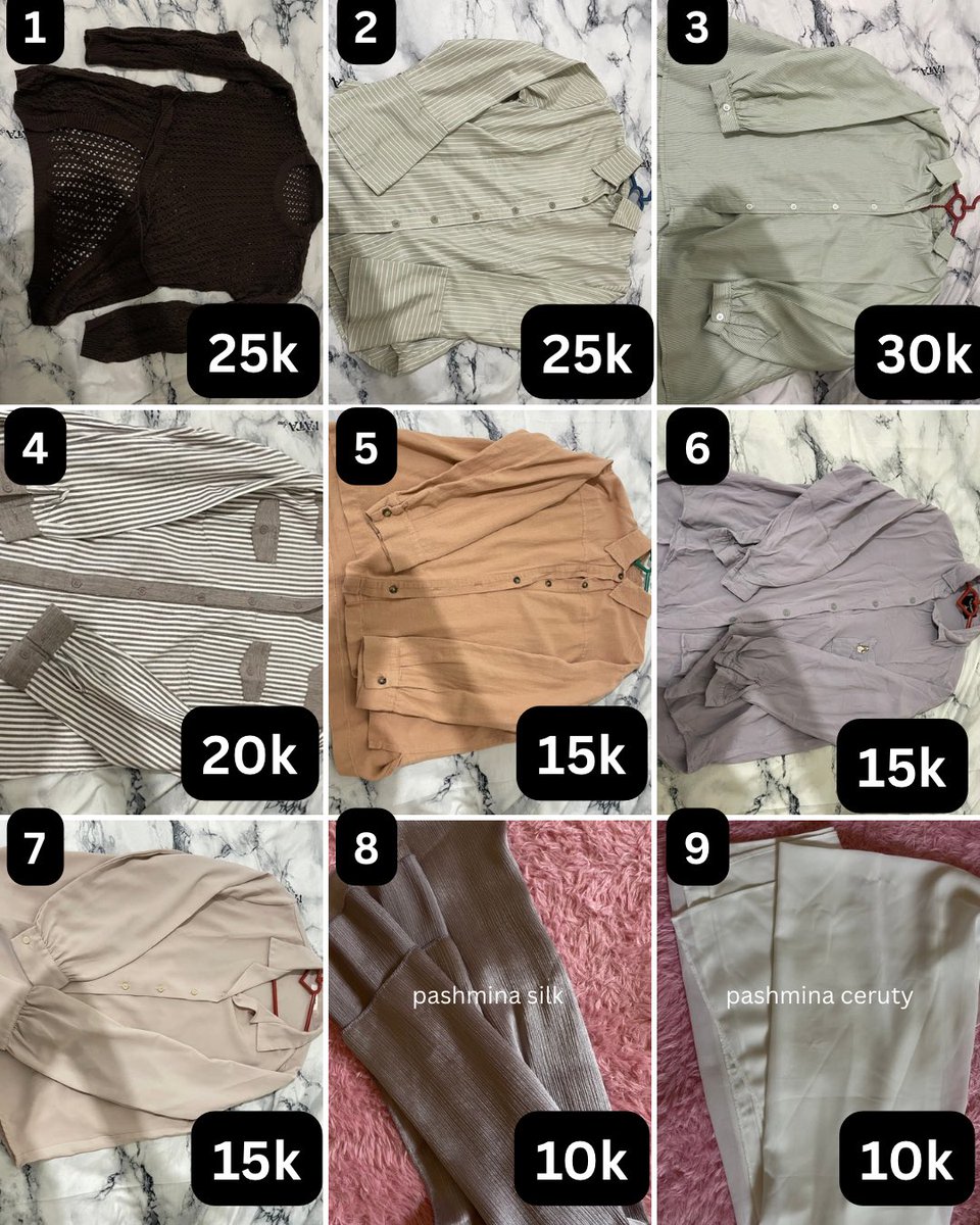 aprllca's tweet photo. WTS
mau jual beberapa pakaian ku yang udah jarang dipakai tapi all condi aman✅ ada kemeja, kulot, cardi, rok dan pashmina

bisa 🍊 https://t.co/SodcDQ9Q2B
condi ✅ kecuali nomor 6&amp;7 minus 1 kancing 

bisa liat” dulu gais https://t.co/7WuFDnklK1