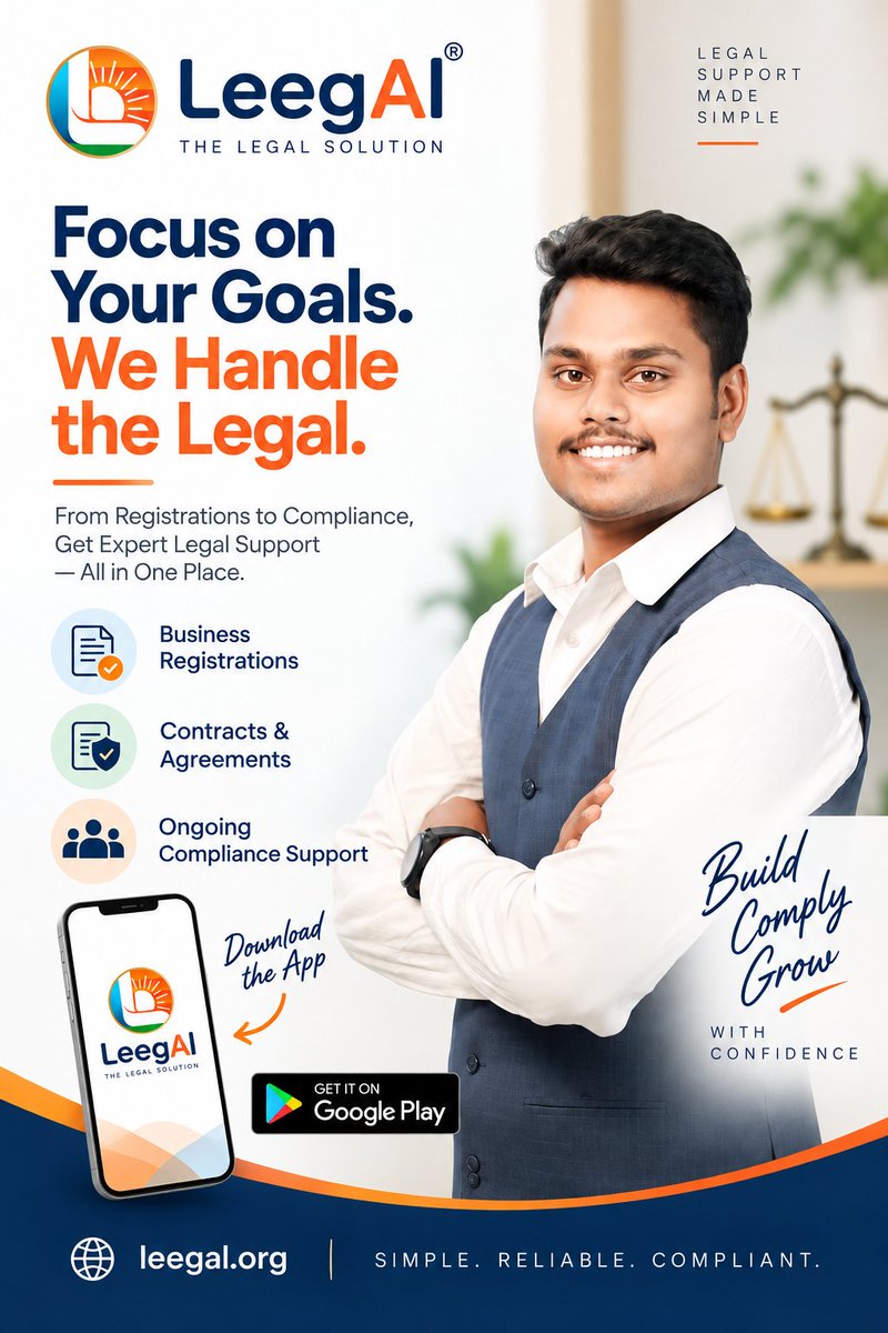 leegalindia's tweet photo. Focus on your goals. We handle the legal. ⚖️
📲 Get the LeegAl app Now
https://t.co/7dTXdURd1u
👉 https://t.co/UiBBA8Trdl

LeegAl — The Legal Solution. https://t.co/oA0T6OawZ0