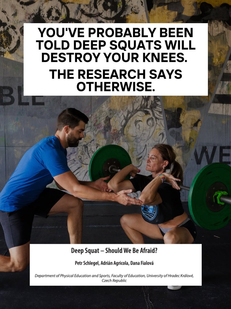 explainingpai's tweet photo. The deep squat has been blamed for destroying knees since 1959.

The research it was based on? Deeply flawed. And it made it into textbooks anyway.

Swipe through — the evidence tells a very different story.

The healthy knee was designed to squat de... https://t.co/QTMFt5sqYG