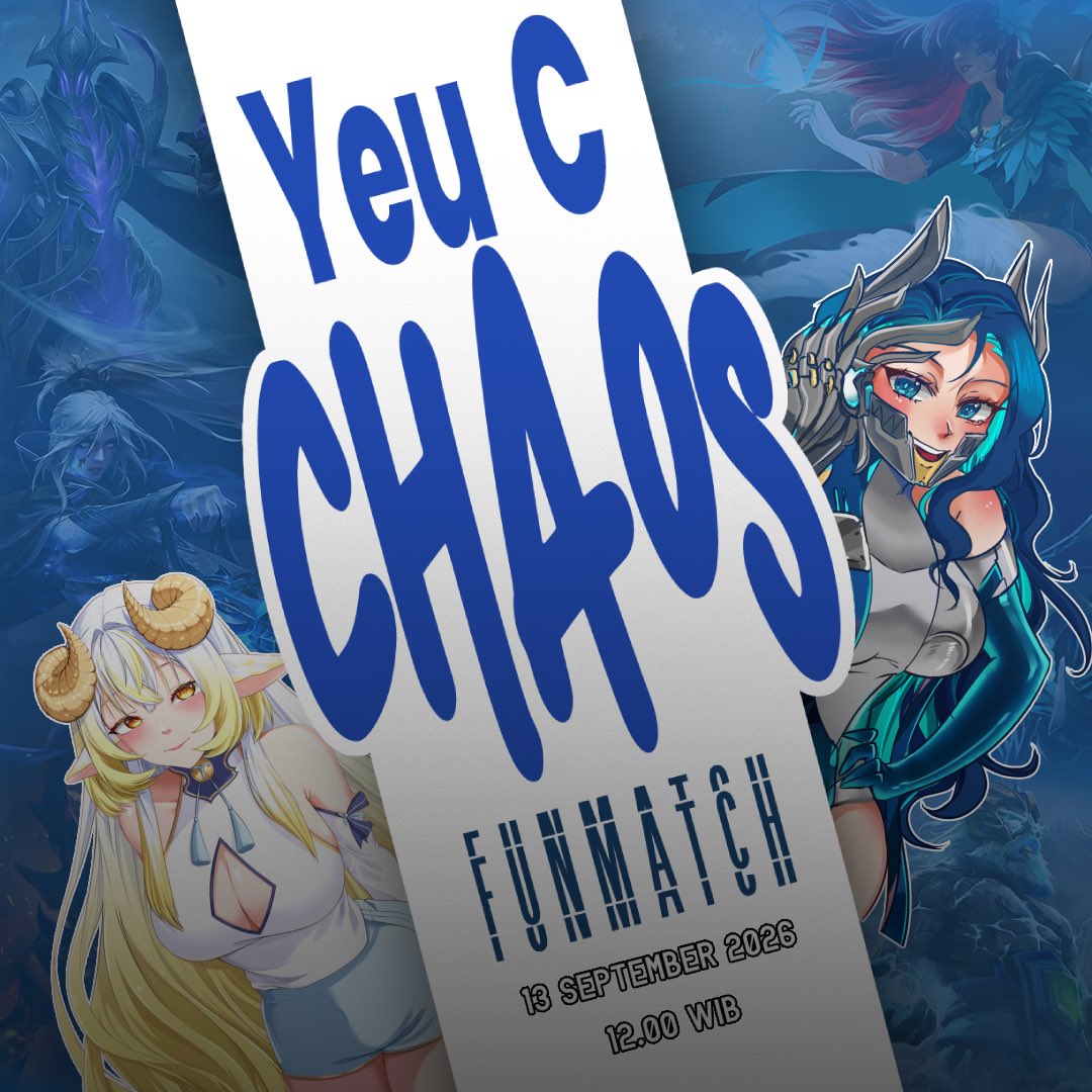 _Christine_en's tweet photo. What better way than spending your weekends watching 👀

YEU C CHAOS! Dota 2 friendly match 🤯

Hosted by yours truly 🌌 and the GOAT 🐏@yeurikaaiona 

Witness as 4 teams duke it! ⚔️ 

📆 13 September 2026
⏰ 12.00 WIB - Finish

Be there or be square 😤

Links down below 🔗 https://t.co/Jj4HJ515Ie