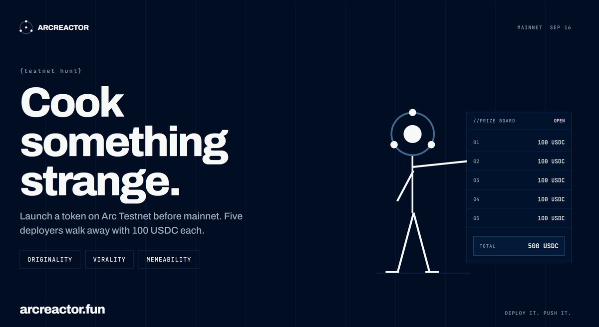 EgorikNFT's tweet photo. i was talking about @arcreactor_fun

they’re currently running a TESTNET HUNT where you can create a memecoin ticker and earn 100 USDC

what i’m really interested in is seeing how this works on mainnet

expect a shit ton of rugs on day 1 + some platform everyone uses, aka Pons https://t.co/l8CGgos4Kl