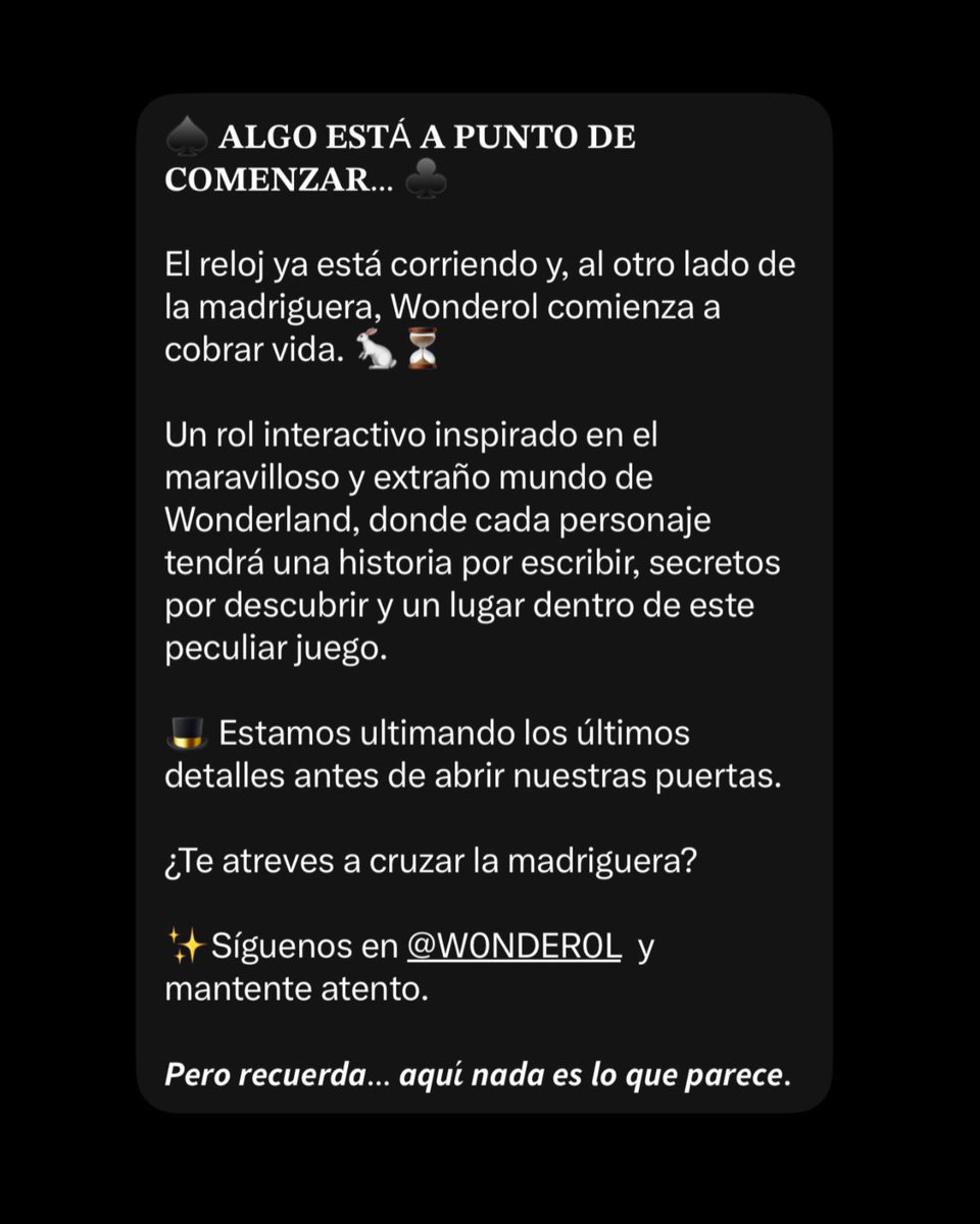 Dreamcorefk's tweet photo. 🌷: ¡Ay, Dios mío! ¡Ay, Dios mío! ¡Llegaré demasiado tarde! /🏃🏻‍♂️

Pero tu no llegues tarde a las reservas de este bonito rol @W0NDER0L cuando esté todo listo para recibirlos. Ve de una vez a echarles un ojito y descubre los secretos del otro lado de la madriguera, el tiempo corre. https://t.co/fDIulewaiT
