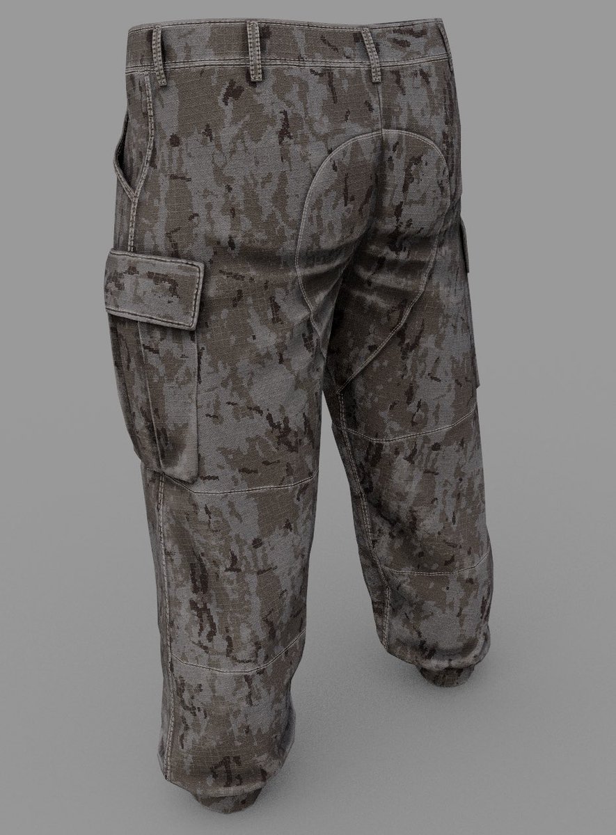JCL_3D's tweet photo. Spanish Armed Forces issue trousers for the FFAA Reforger mod. 5,800 tris, 2K texture. Designed in Marvelous Designer, sculpted in ZBrush, retopologized in Blender, and textured in Substance Painter.

@modFFAA  @ArmaPlatform https://t.co/lW4WOR44oW
