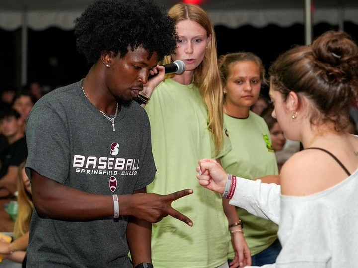 SpfldCollege's tweet photo. Welcome Back Bingo 🎉 

Our students enjoyed the first Bingo of the semester, a fun-filled time of games, laughter, and community as part of #WelcomeWeek! 🔻 

#SpringfieldCollege #Bingo #CollegeLife https://t.co/TeUDz5cC3H
