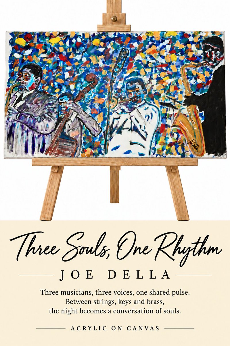 JoeDellapaint's tweet photo. “Three Souls, One Rhythm”—where music, color, and emotion become one. https://t.co/J7MeSPITGH
