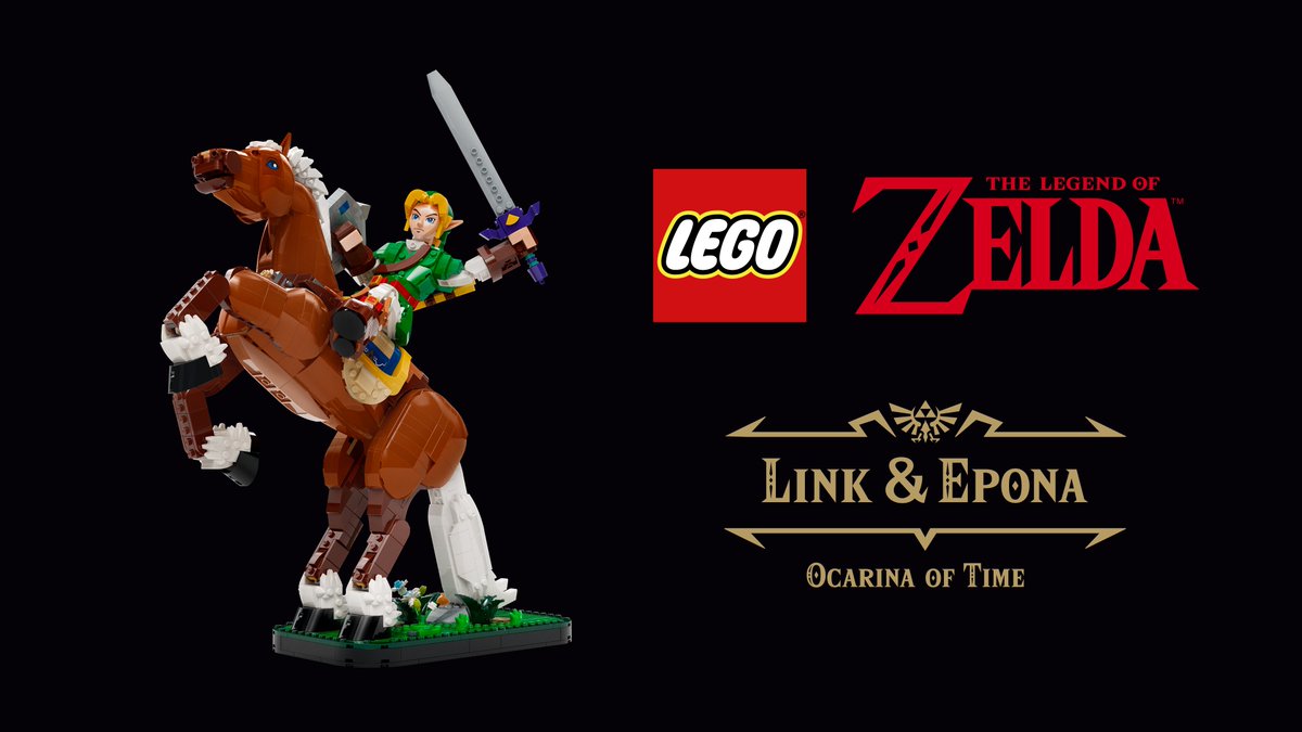 ZeldaOfficialJP's tweet photo. 「レゴ ゼルダの伝説 時のオカリナ リンクとエポナ」が2027年春に発売決定。
「時のオカリナ」のリンクとエポナを、1,750ピースのレゴ ブロックで組み立てることができるセットです。 https://t.co/TQNrvJTBky