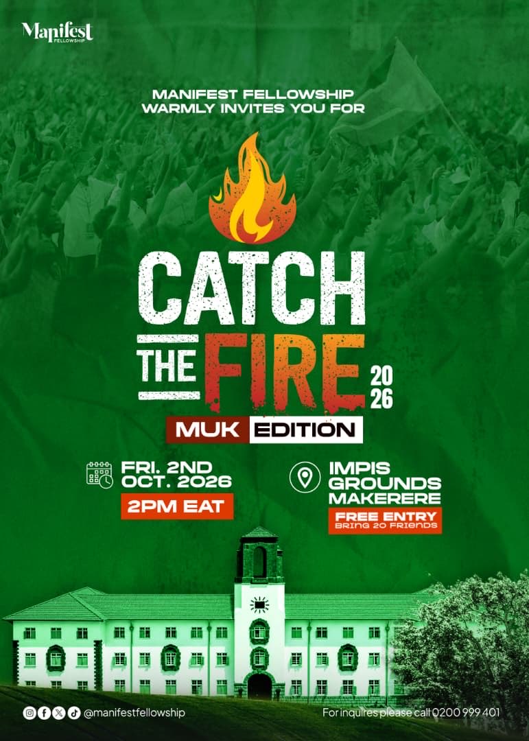 virtuous256's tweet photo. *🔥CATCH THE FIRE 2026 IS FINALLY HERE!!*

_A generation set ablaze; commanded to occupy till He comes._

📌Join us on *Friday 2nd October 2026* for the *MUK EDITION* of the *Catch The Fire Conference* at the *Impis Grounds, Makerere University.* https://t.co/DxUD8Zcsea