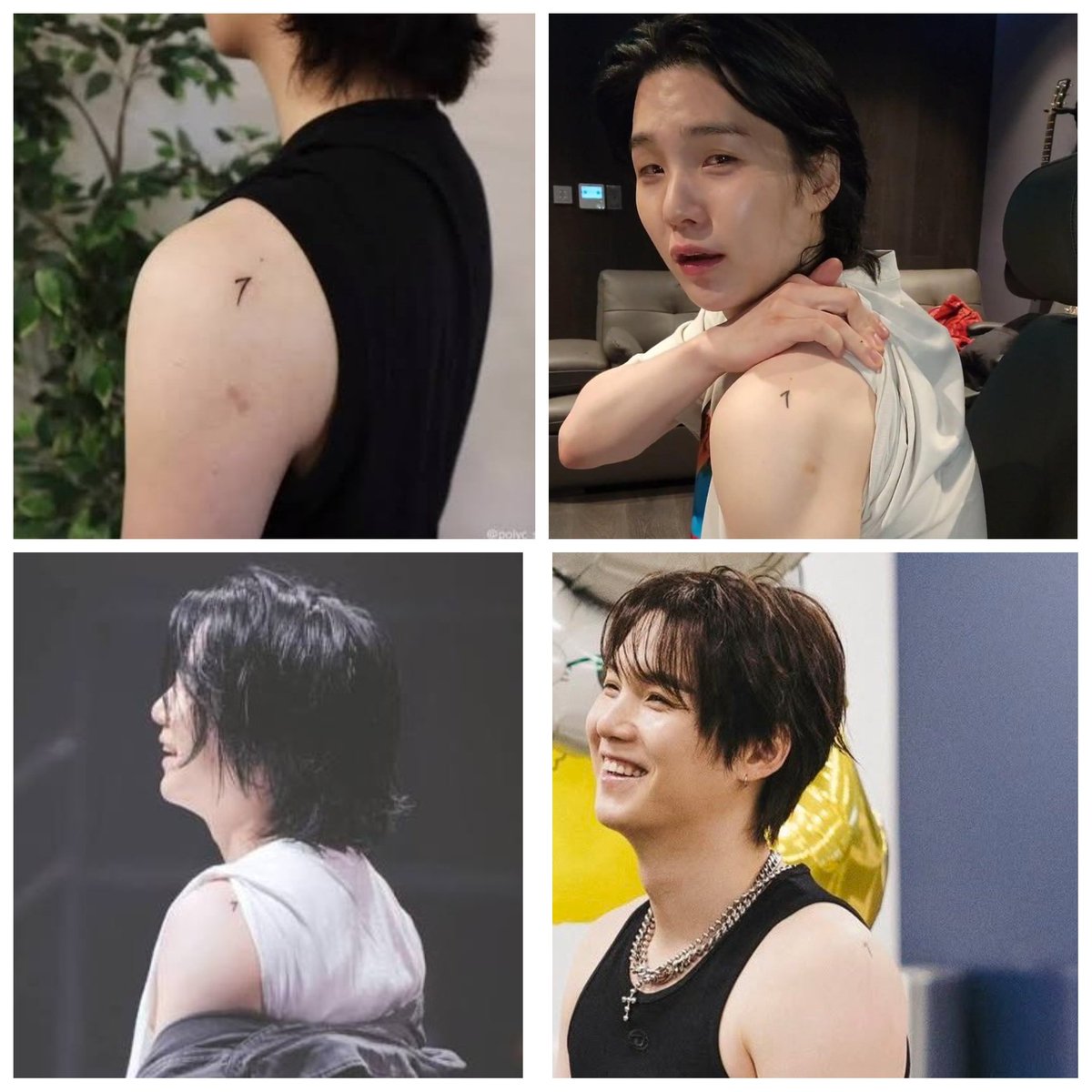 BorahaeBTS234's tweet photo. @DataAgustD Is this the 4th sighting of his 7 tattoo ever? https://t.co/cL4AHacCLz