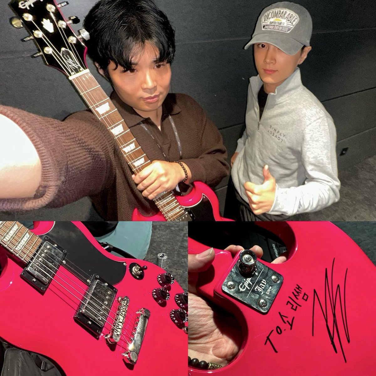 ohgawdjay's tweet photo. Jay with his guitar teacher, also gifted him Raoul 🥹 https://t.co/0Litvvg6u1