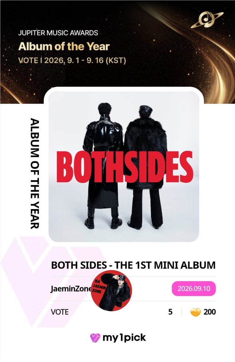 forNJM813's tweet photo. 📢 [ JMA MY1PICK ]  LOGIN EVENT Day 2

NANADOONGIES, jangan lupa yaa

🩷Cek inbox MY1PICK 
🩷Klaim tiketnya
🩷Vote BOTHSIDE di KATEGORI ALBUM OF THE YEAR sebelum jam 22.00 WIB
🩷BISA PAKEK BANYAK AKUN

#VoteforNAJAEMIN
#VoteJAEMINOnJMA
#VoteforJNJM #NCTJNJM #BOTHSIDE https://t.co/kQzMJvmiNb
