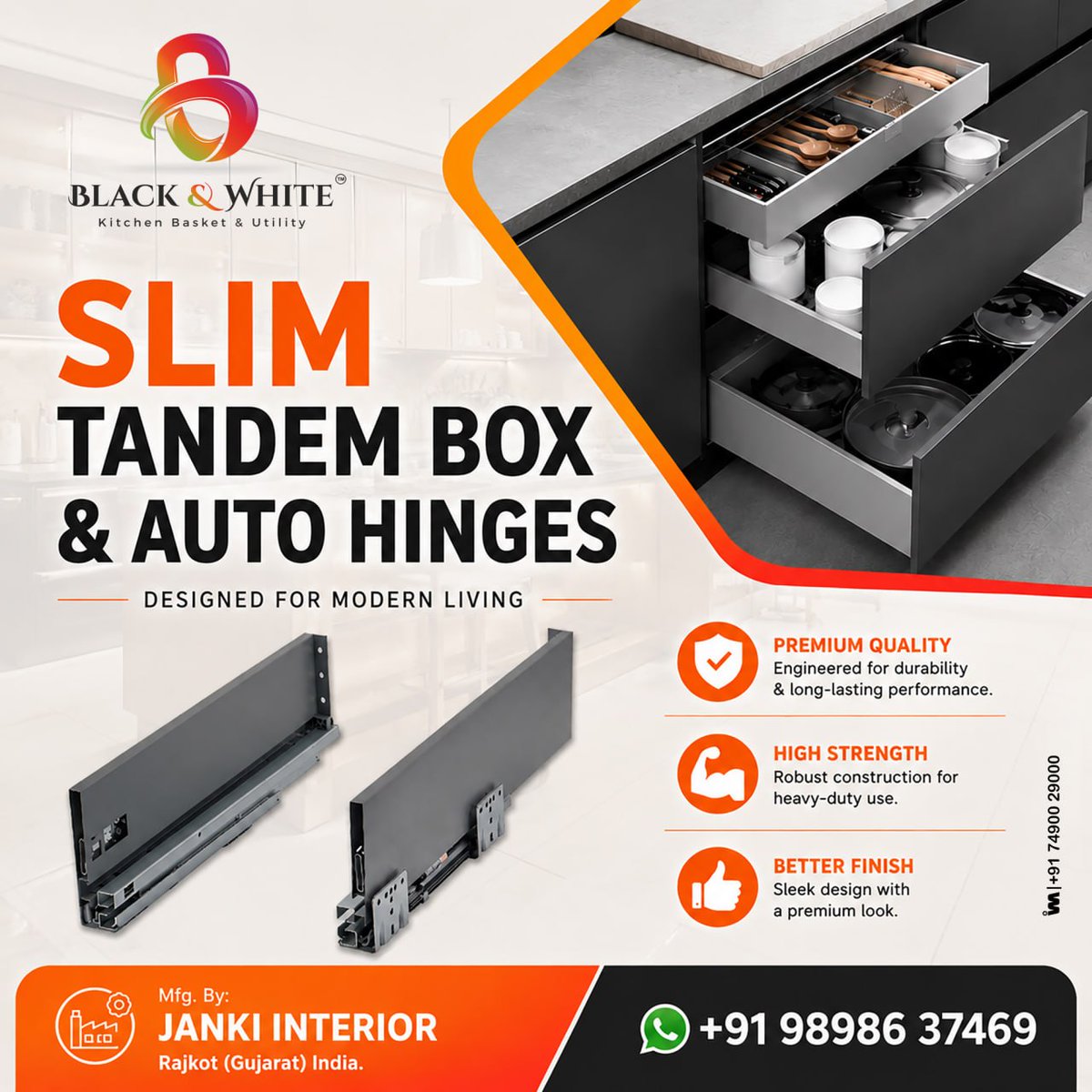 ibais_hardware's tweet photo. JANKI INTERIOR | Rajkot π’
SLIM TANDEM BOX & AUTO HINGES
Mr.Chandresh Patel - +91 98986 37469
WhatsApp: https://t.co/edSt7JKrU3
.
#SlimTandemBox #AutoHinges #DrawerSystem #ModularKitchen #KitchenAccessories #FurnitureHardware #ArchitecturalHardware #RajkotHardware https://t.co/rFTc2nhMwe