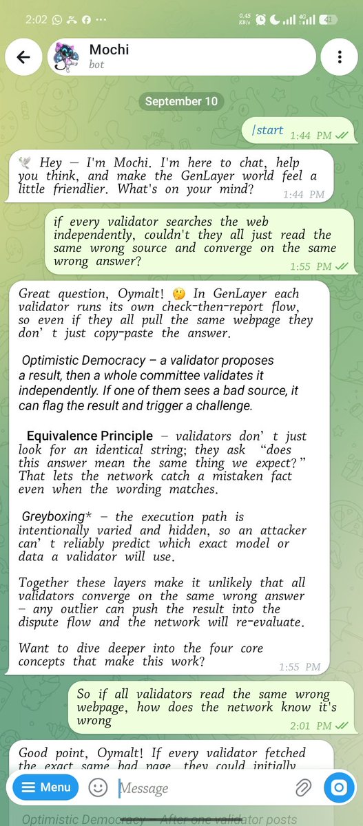 Oymalt's tweet photo. Spent the last hour going back and forth with @GenLayer about their Optimistic Democracy whiteboard and honestly? They answered everything I threw at them. https://t.co/yeeMDZU1t6