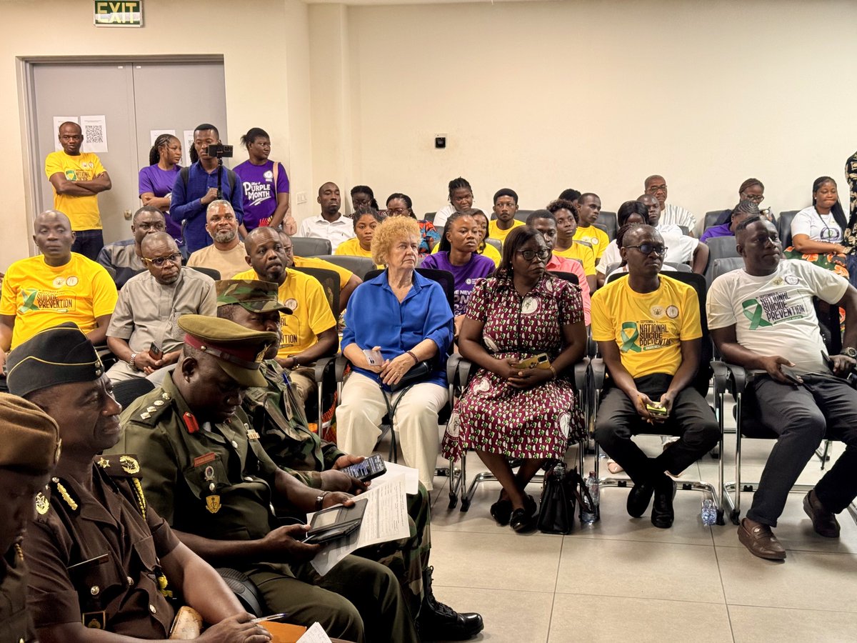 WHOGhana's tweet photo. Today, we join @mha_ghana and partners to commemorate #WorldSuicidePreventionDay.

Together, we reaffirm the importance of strengthening mental health support, raising awareness and ensuring that people can access the care they need. https://t.co/fCrhSJN3hC