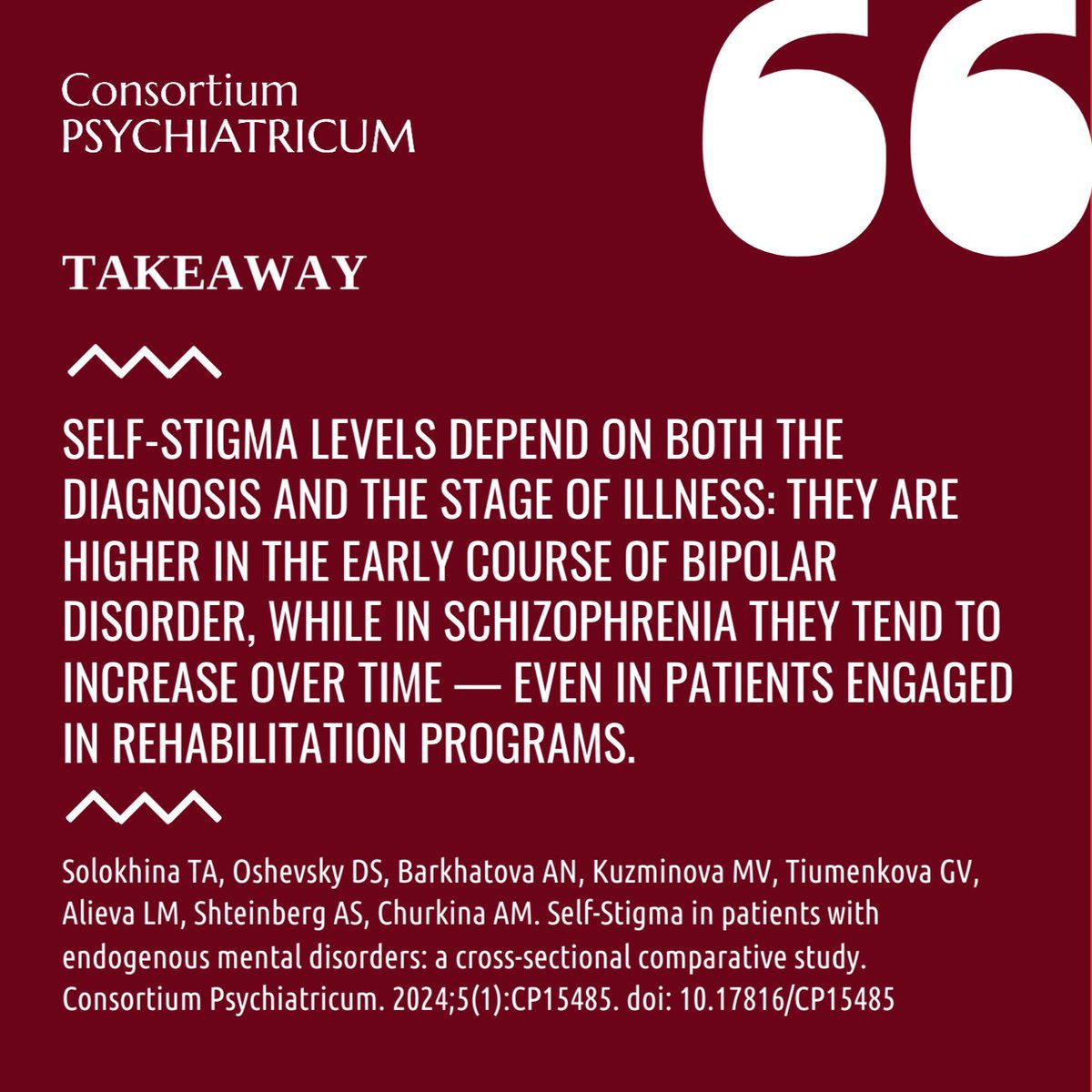 consortiumpsy's tweet photo. New #takeaway for your research:

🔖Self-stigma varies by diagnosis and illness stage — higher early in bipolar disorder, increasing over time in schizophrenia, even with rehabilitation.

Source: https://t.co/zEx1mYYMe7

#Takeaway #Psychiatry #MentalHealth #SelfStigma #Research https://t.co/wKoNzcSFEd