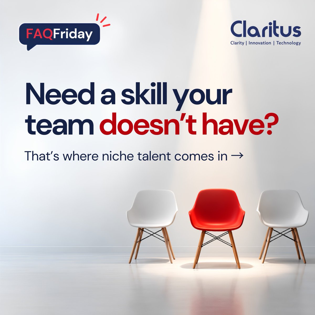 consultclaritus's tweet photo. Some skills are just harder to find.
AI. Cloud. Cybersecurity. Data.
When the right expertise isn't already on your team, Staff Augmentation can bring it in when you need it.
Right skill. Right project. Right time.
#StaffAugmentation #TechTalent #NicheTalent #Claritus https://t.co/Wv9Em3PnUc
