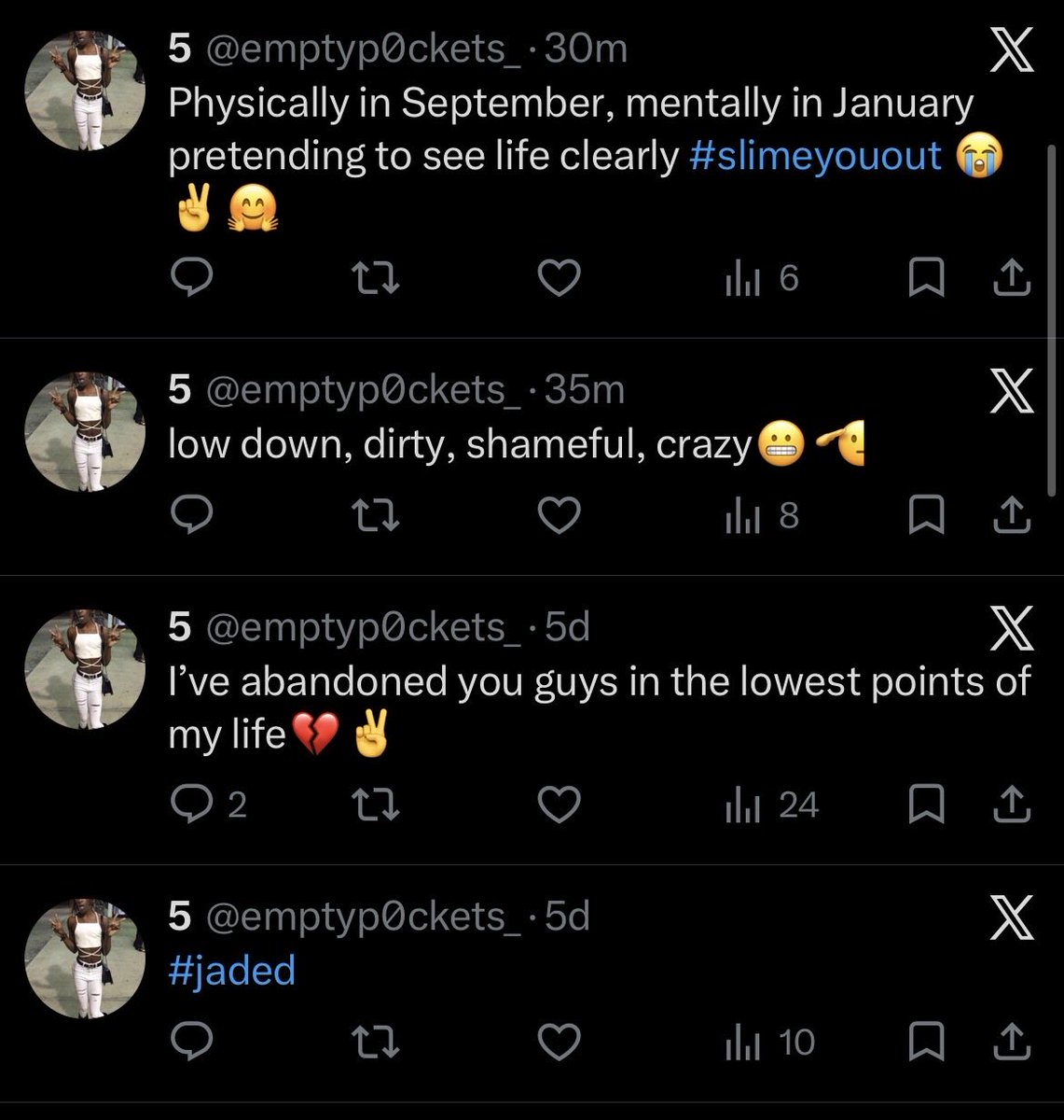 name2hate's tweet photo. @emptyp0ckets_ I remember seeing that tweet on the time line. I should’ve saw the signs 😩#checkuponyomans https://t.co/Sm55YWJkxh