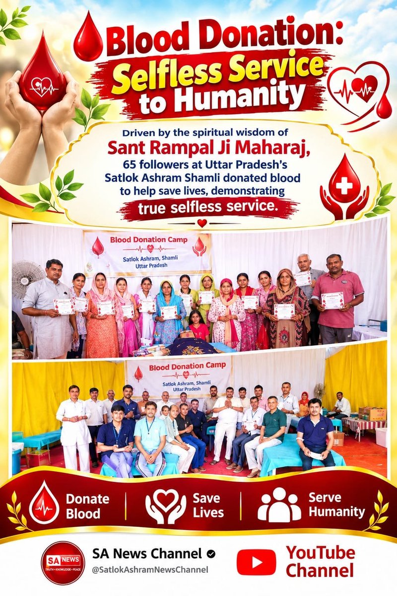 sharma_rin2684's tweet photo. #परमार्थ_की_गजब_मिसाल
Altruism from Dharwad, Karnataka!
Inspired by Sant Rampal Ji Maharaj’s teachings, 136 followers donated blood at Satlok Ashram Dharwad, promoting social service in South India.
Savior Sant Rampal Ji https://t.co/MDTe3I8gWR