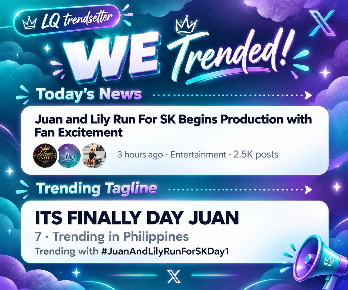 LQUtrendsetter's tweet photo. WE DID IT, QUELLAS! 💜 🩵

Thank you to everyone who joined our Trend Party and helped make us trend today. All the effort and teamwork really paid off. Let’s keep the love and support going! https://t.co/1kEbArlawy
