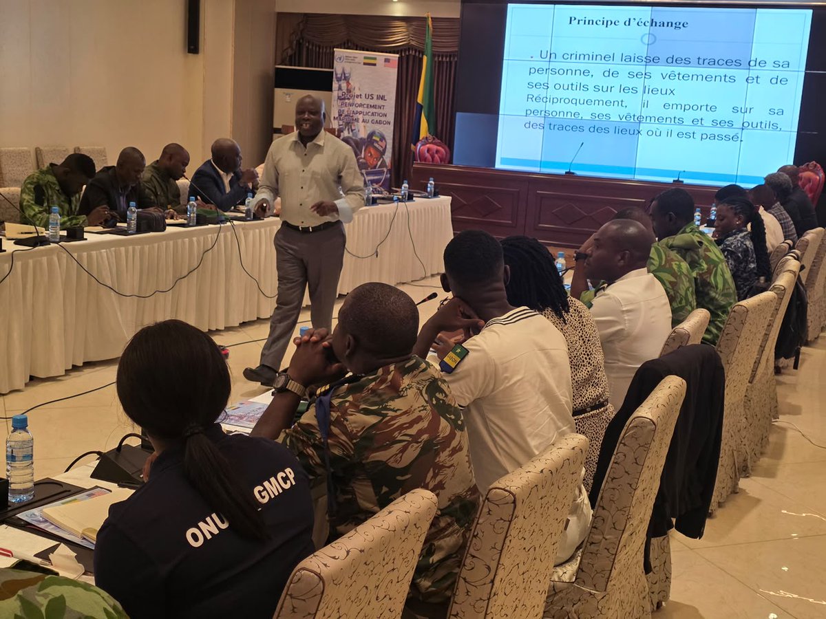 UNODC_BMB's tweet photo. Avec l’appui de @StateINL,UNODC_BMB organise 1 atelier de gestion des preuves au profit des #AEM du @Parcs_Gabon pour améliorer les mesures de constatation d’infraction en mer et figer les éléments de preuve afin de garantir leur admissibilité devant les juridictions compétentes https://t.co/zDqKwUFLje