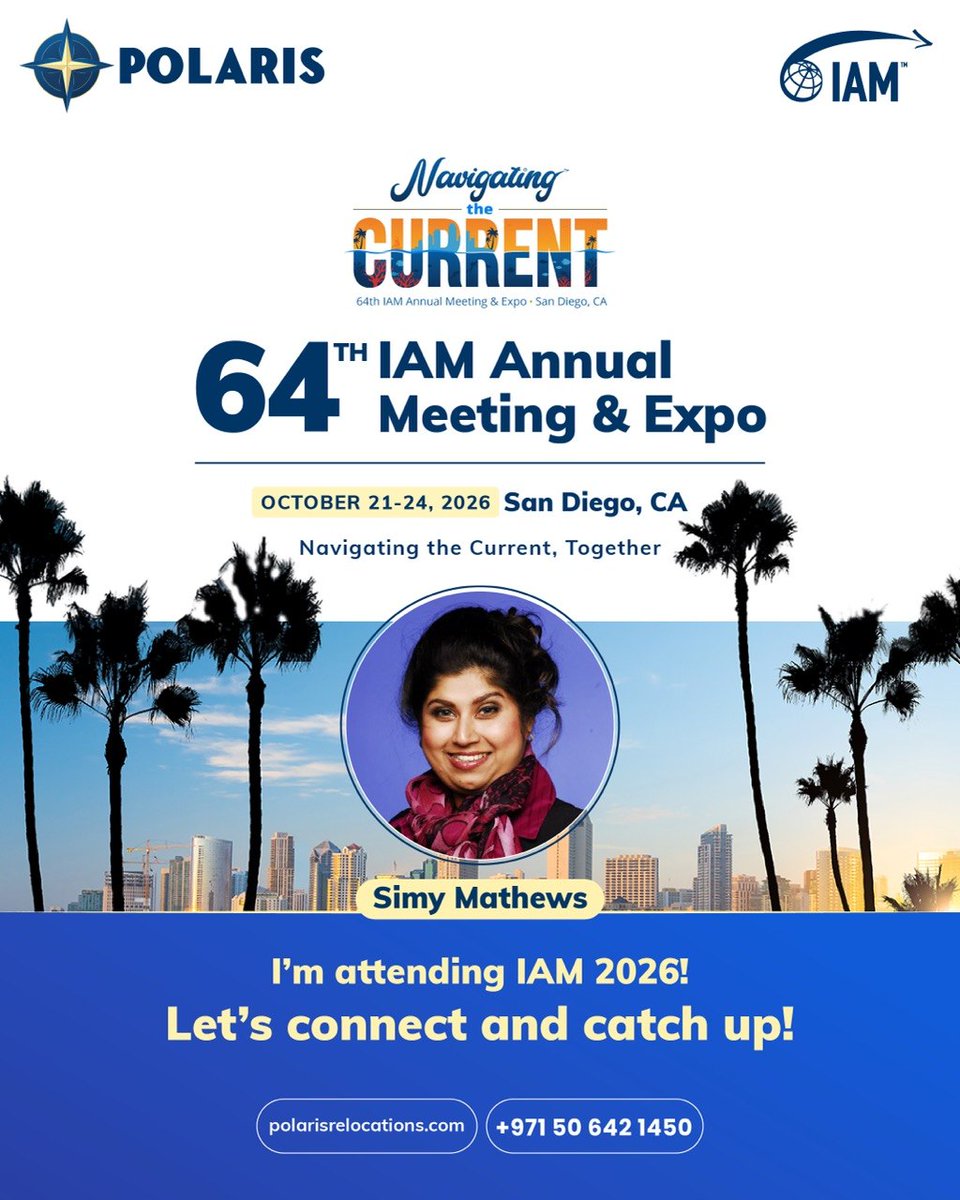 PolarisReloc's tweet photo. 👋 Polaris is all set to say hi to San Diego!

The countdown to the 64th IAM Annual Meeting &amp; Expo has begun. Our CEO, Simy Mathews, will be there representing Polaris and connecting with industry leaders.
If you're attending, connect with her!

📧 info@polarisrelocations.com https://t.co/oZx4zZciu2