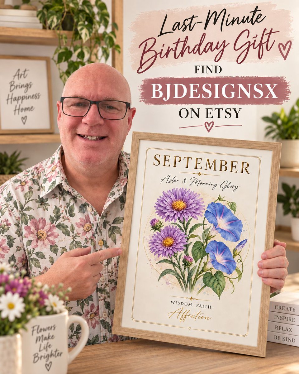 BJDesignsX's tweet photo. Looking for a beautiful birthday gift that feels personal and meaningful — without the last-minute shopping stress?
https://t.co/l6ZHsjAegq
#SeptemberBirthdayGift #SeptemberBirthFlower #BirthFlowerWallArt #PrintableWallArt #BirthdayGift https://t.co/LqShMSGs4L