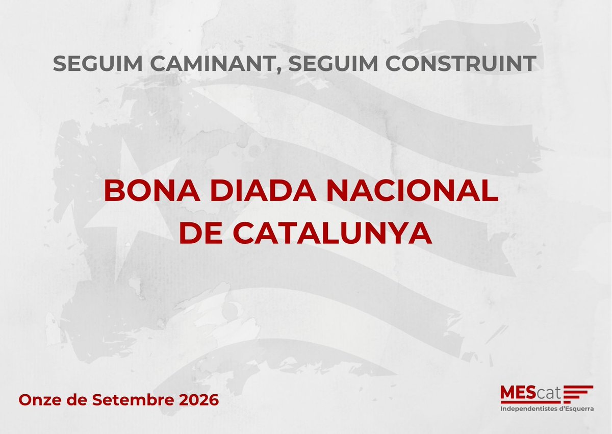 MovEsquerresCat's tweet photo. Hi ha camins que no els podem fer tots sols. 
Seguim caminant. Seguim construint. 
Amb fermesa, cap a la república catalana. 
Bona Diada Nacional de Catalunya! https://t.co/iOpLDYbDBE