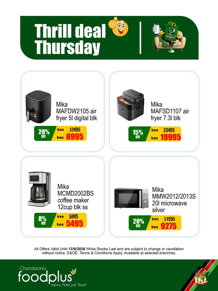 ChandaranaSuper's tweet photo. Friday-eve mode is officially activated! ⚡ Balance your sheets early by grabbing today's massive Thursday daily offers instore or online at Chandarana Foodplus before your weekend budget decisions kick in! 🛍️📉 #ChandaranaFoodplus #ThursdayDeals #PreWeekend #BudgetHack https://t.co/gpzjDQMZYs
