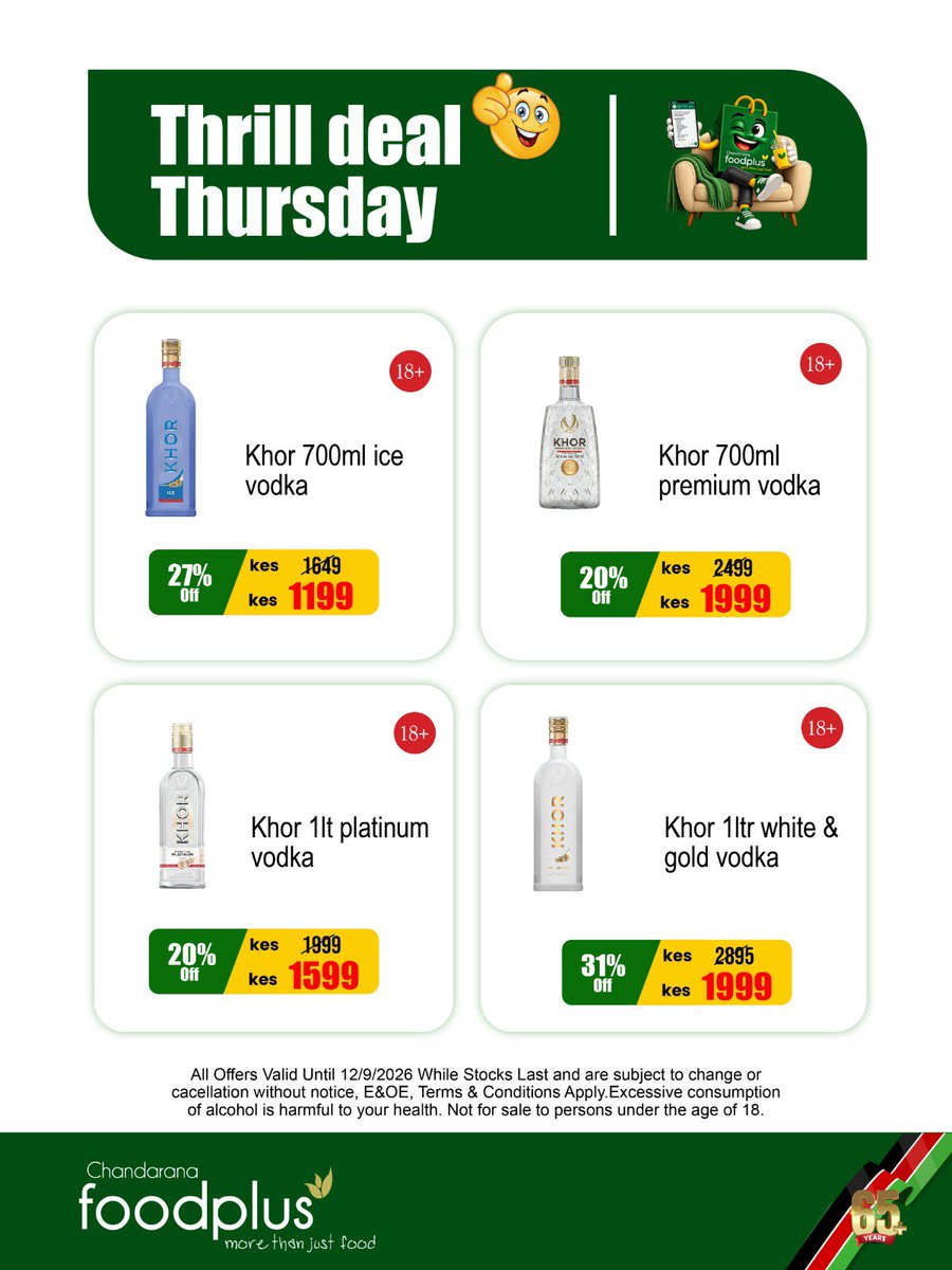 ChandaranaSuper's tweet photo. Friday-eve mode is officially activated! ⚡ Balance your sheets early by grabbing today's massive Thursday daily offers instore or online at Chandarana Foodplus before your weekend budget decisions kick in! 🛍️📉 #ChandaranaFoodplus #ThursdayDeals #PreWeekend #BudgetHack https://t.co/gpzjDQMZYs