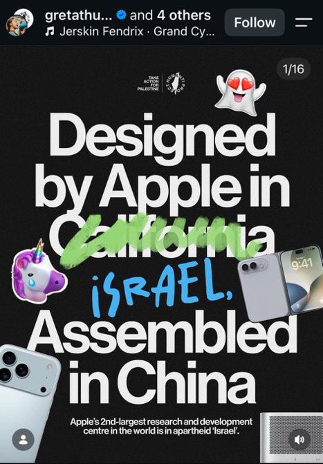 landpalestine's tweet photo. Greta Thunberg is calling to boycott Apple 18 for funding the genocide in Palestine and Congo https://t.co/E0Ke4L3Q5Q