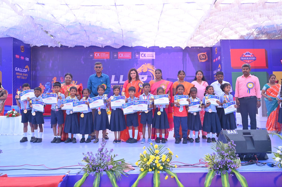 AmudhaCK's tweet photo. Annual Sports Day 2026–27 at CK School of Practical Knowledge, CK Confident Kids and CK Digital School celebrated participation, teamwork and growth.

Inspired by Pancha Bhootas, the event reflected balance, adaptability and the spirit to aim higher. https://t.co/jNwxuFHaJK