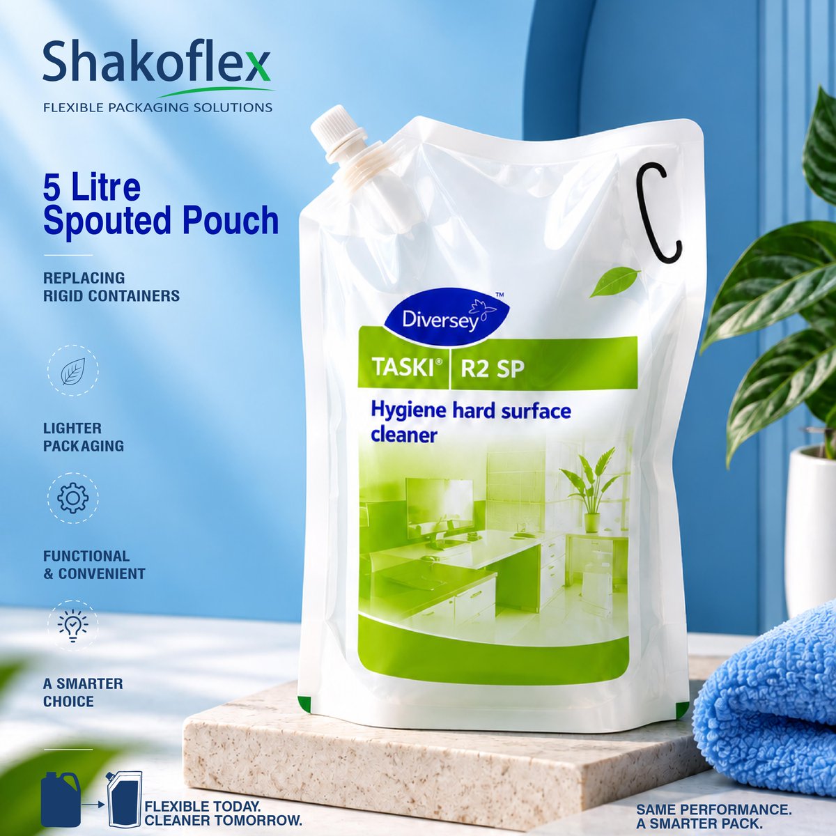 shako_flex's tweet photo. ♻️ Ditch the jerry can. Our 5L Spouted Pouch is lighter, space-saving &amp; near-zero waste. 💧
Less Packaging. Less Weight. More Value. 🌍

#Shakoflex #SpoutedPouch #StandUpPouch #FlexiblePackaging #JerryCanAlternative https://t.co/iYyAW7SCAN