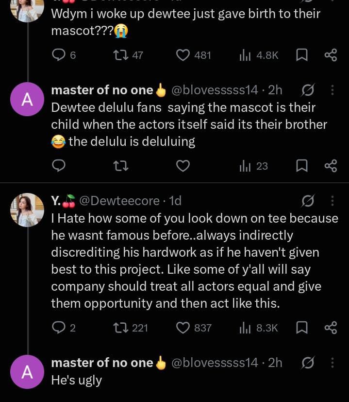 dewtee_protect's tweet photo. PLEASE REPORT &amp; BLOCK ⚠️🚨

— This account has been detected hating toward dewtee especially tee.

Report as [ Hate Speech ]

🔗:https://t.co/C8aGXkDup4

❗️DO NOT INTERACT, REPLY, OR QRT❗️ https://t.co/9PDzSJaKTO