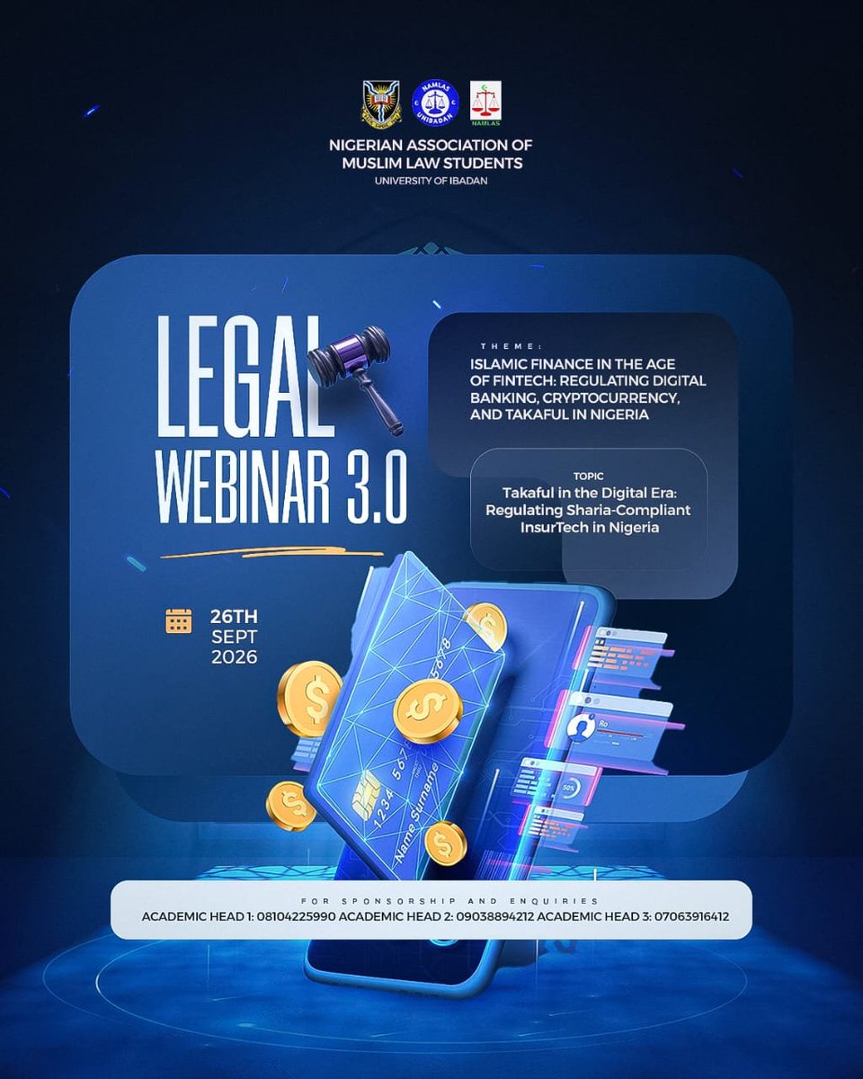 NAMLASUI's tweet photo. NAMLASUI is bringing Legal Webinar 3.0 to you. If you see this post save the date. It is high time you saw FINTECH from the Islamic Perspective. ⚡ https://t.co/Q6U24WcJHw