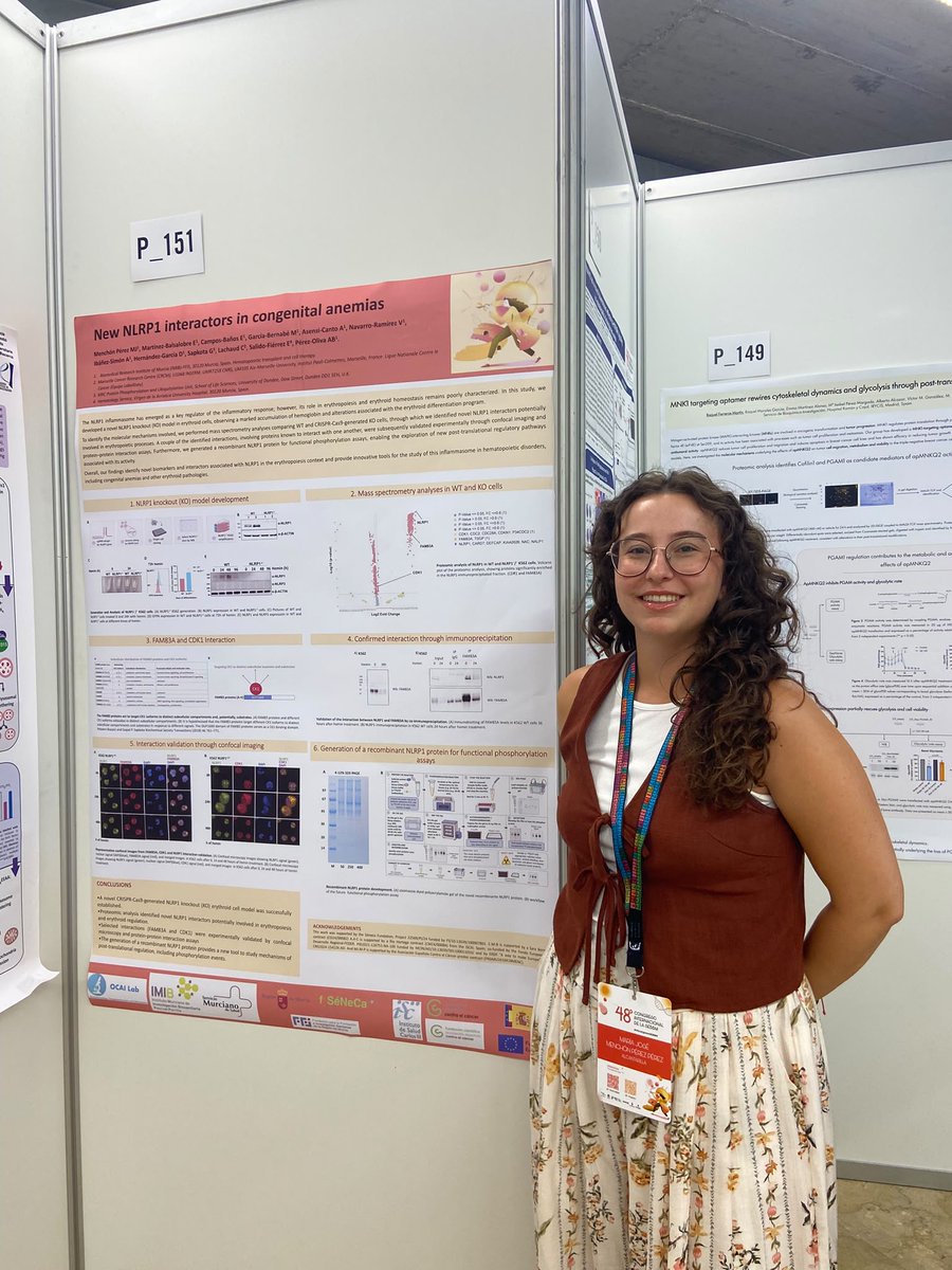 ocailabes's tweet photo. OCAILab ha participado en el Congreso #SEBBM en Tarragona, donde presentamos dos pósteres sobre NLRP1, inflamación y eritropoyesis. 🧬🩸

Además, la Dra. Ana Belén Pérez-Oliva moderó la sesión del grupo de Señalización Celular.

¡Gracias al comité organizador por el encuentro! https://t.co/D9CvSsSPox